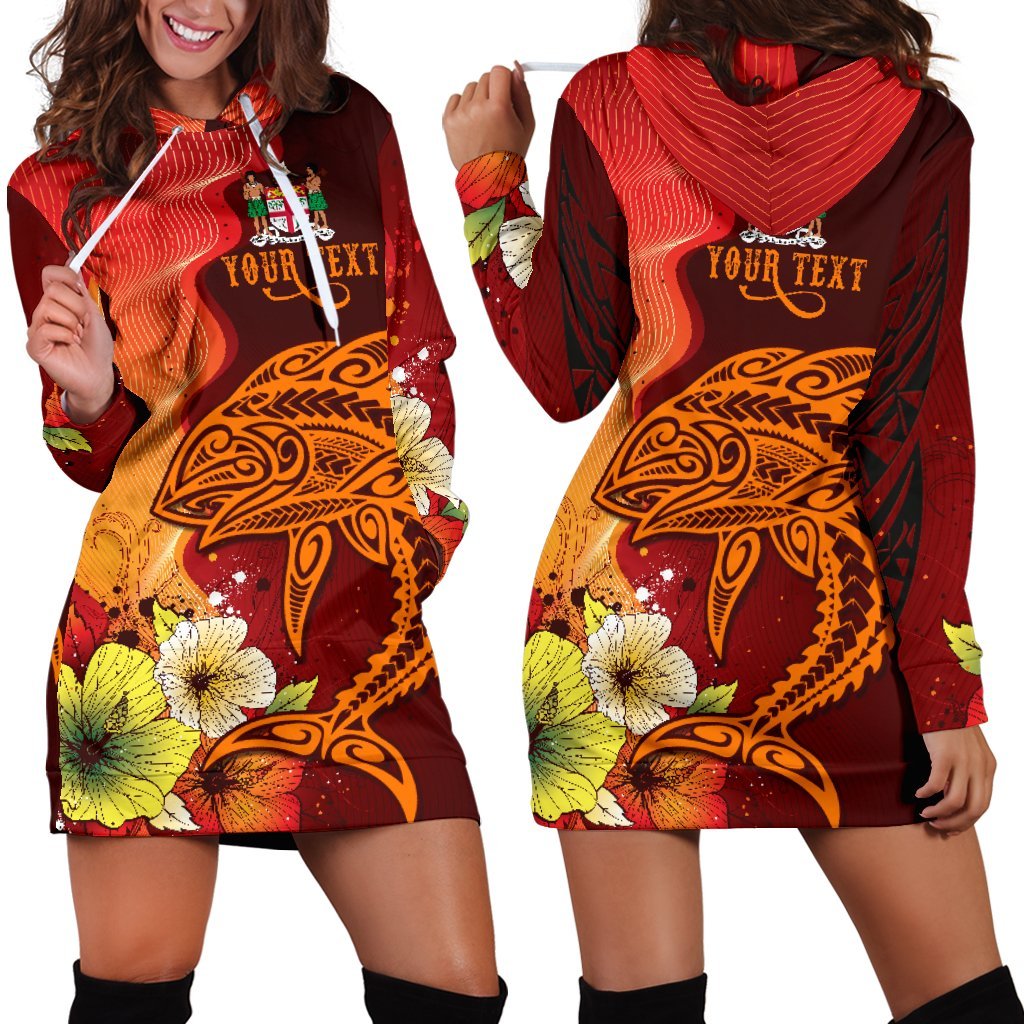 Fiji Personalised Custom Women's Hoodie Dress - Tribal Tuna Fish - Polynesian Pride