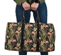 Hawaii Tropical Floral Vintage Strelitzia Flower Banana Leaves Hawaii Travel Bag Travel Bag One size Black - Polynesian Pride