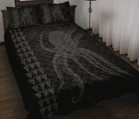 Hawaii Octopus KaKau Polynesian Quilt Bed Set - Gray - Polynesian Pride