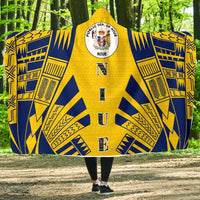 Niue Hooded Blanket - Polynesian Tattoo Flag Hooded Blanket White - Polynesian Pride