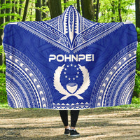 Pohnpei Flag Polynesian Chief Hooded Blanket Hooded Blanket Blue - Polynesian Pride