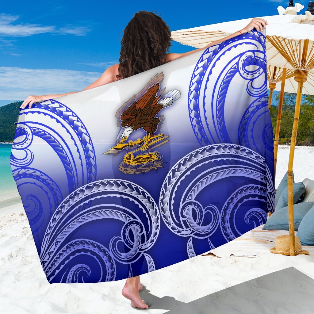American Samoa Polynesian Sarong - Bald Eagle (Blue) One Style One Size Blue - Polynesian Pride