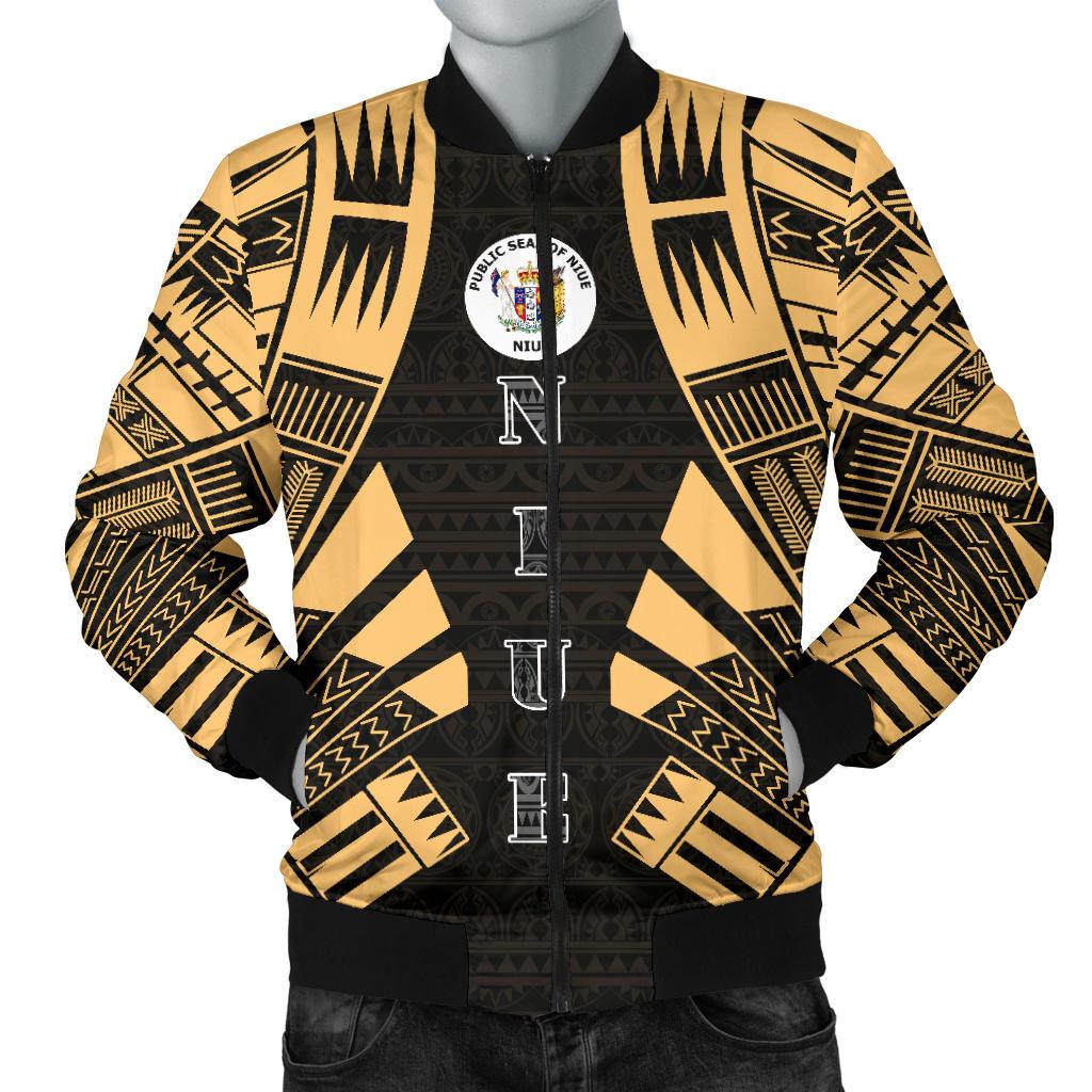 Niue Men Bomber Jackets - Polynesian Tattoo Gold Gold - Polynesian Pride