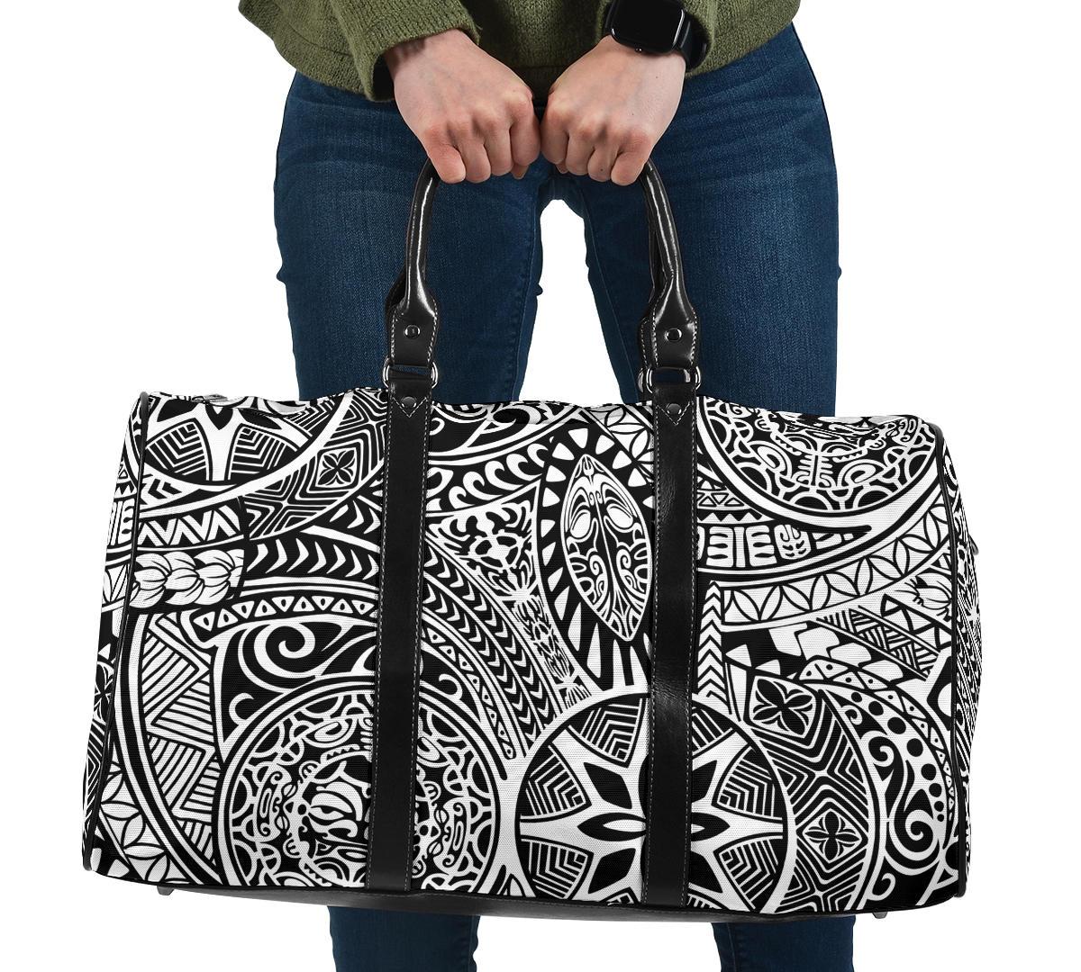 Polynesian Hawaiian Style Tribal Tattoo White Hawaii Travel Bag Travel Bag One size White - Polynesian Pride