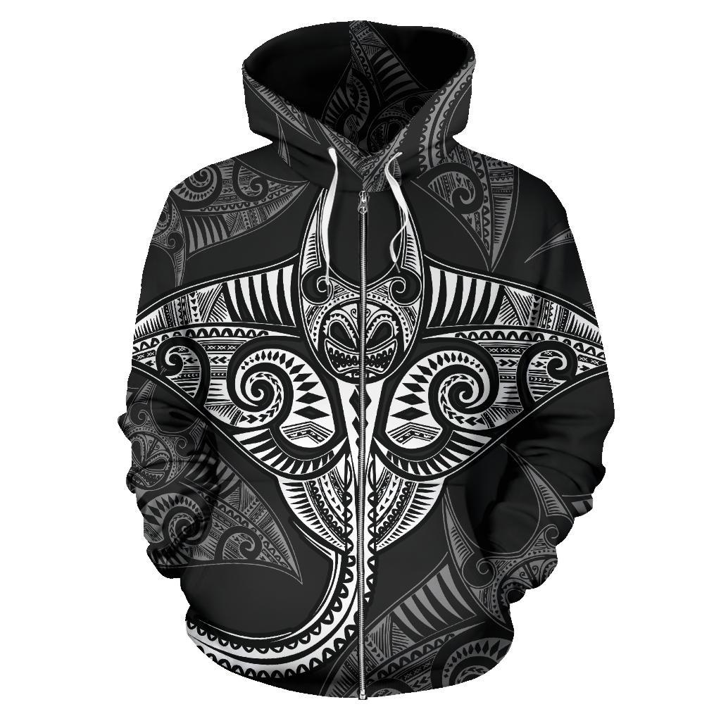 American Samoa Manta Ray Fish All Over Zip up Hoodie - Polynesian Pride
