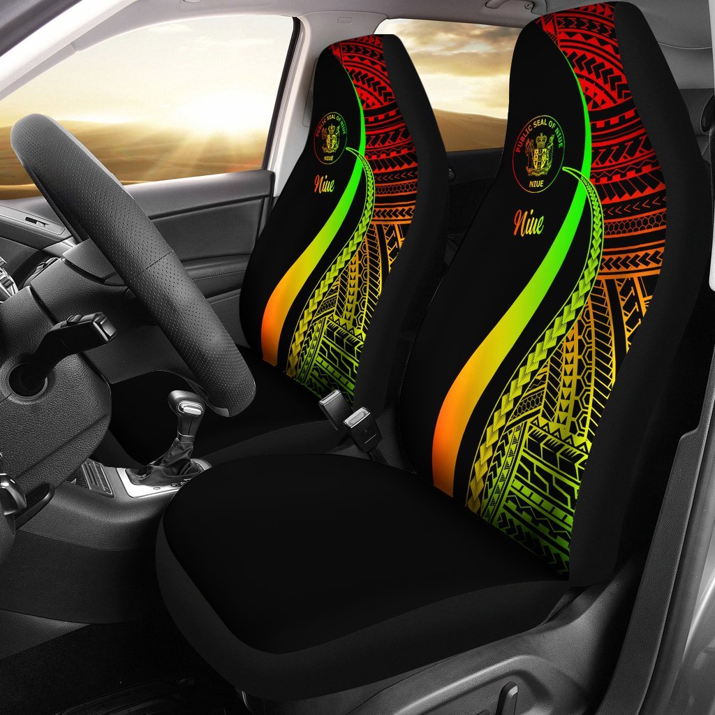 Niue Car Seat Covers - Reggae Polynesian Tentacle Tribal Pattern Universal Fit Reggae - Polynesian Pride