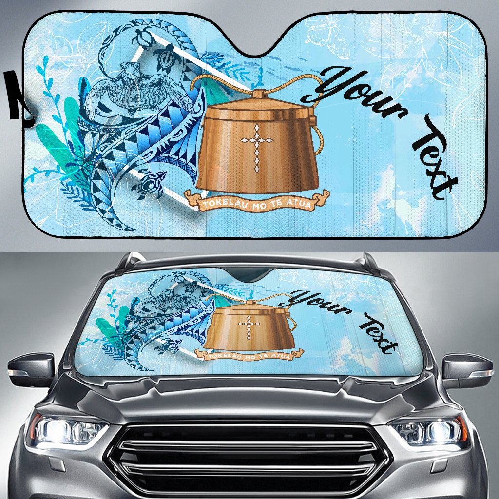 Tokelau Auto Sun Shades - Custom Personalised Polynesian Turtle Under The Sea Auto Sun Shade - Tokelau Universal Fit Blue - Polynesian Pride