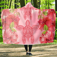 Hawaii Turtle Hibiscus Hooded Blanket - Pink Style - Polynesian Pride