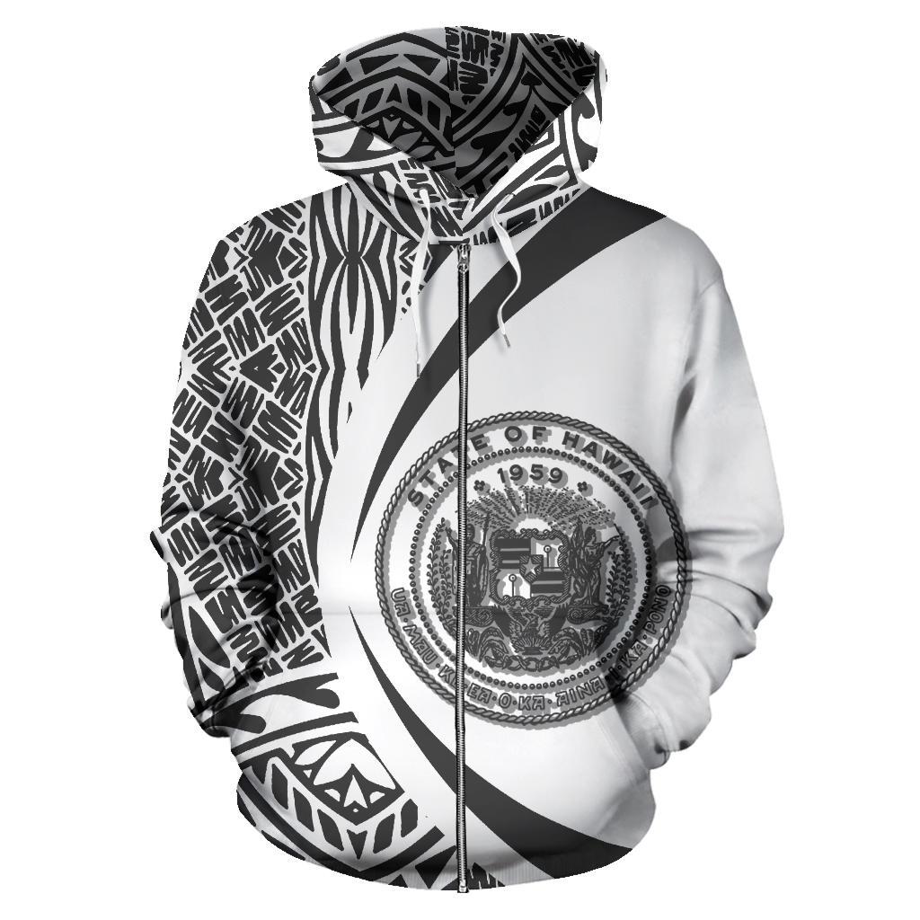 Polynesian Seal of Hawaii Zip Hoodie Circle Shadow Style - Polynesian Pride