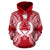 Pohnpei Polynesian ll Over Hoodie Map Red White - Polynesian Pride