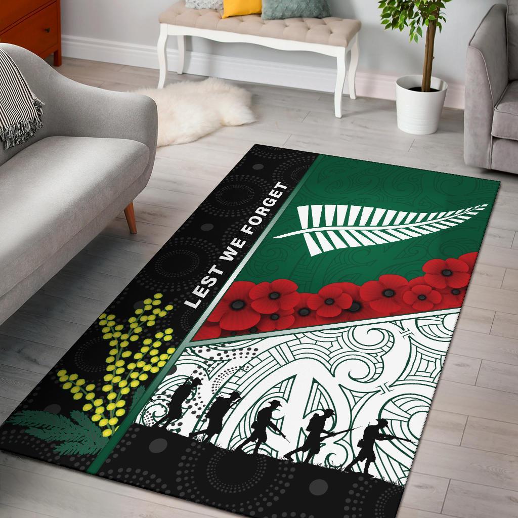 Anzac Day - Lest We Forget Area Rug Australia Indigenous and New Zealand Maori Green - Polynesian Pride