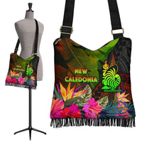New Caledonia Polynesian Crossbody Boho Handbag - Hibiscus and Banana Leaves - Polynesian Pride