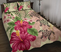 Hawaii Turtle Hibiscus Plumeria Beige Style - Quilt Bed Set AH - Polynesian Pride