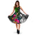 Yap Midi Dress - Turtle Plumeria Banana Leaf Women Black - Polynesian Pride