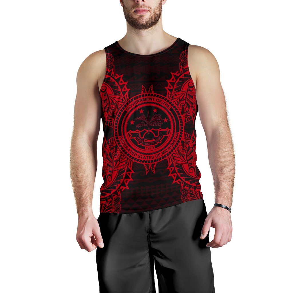 Federated States of Micronesian Men Tank Top Map Red Red - Polynesian Pride
