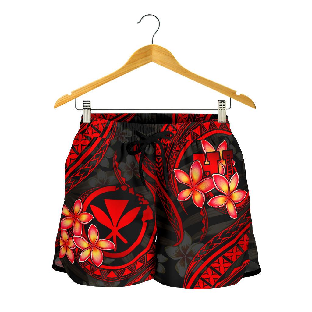 Polynesian Hawaii Women Shorts - Red Plumeria - Polynesian Pride