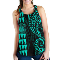 Hawaii Coat of Arm Women's Racerback Tank Turquoise - Polynesian Pride
