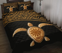 Polynesian Quilt Bed Set - Polynesian Turtle Gold Curve Style - Polynesian Pride