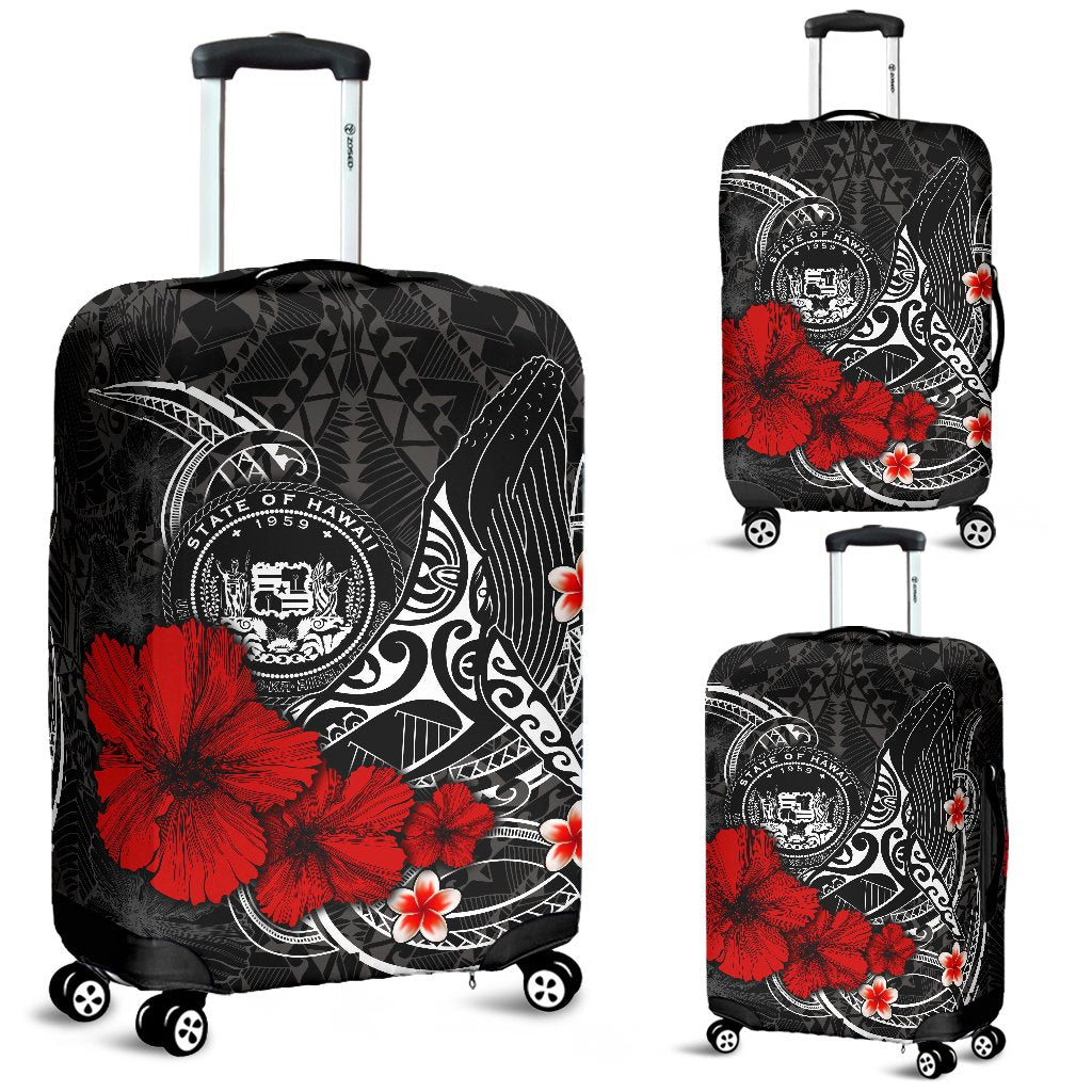 Polynesian Hawaii Luggage Covers - Humpback Whale with Hibiscus (White) - Polynesian Pride