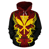 Hawaiian Kanaka Map Tribal Hoodie Armor Style - Polynesian Pride