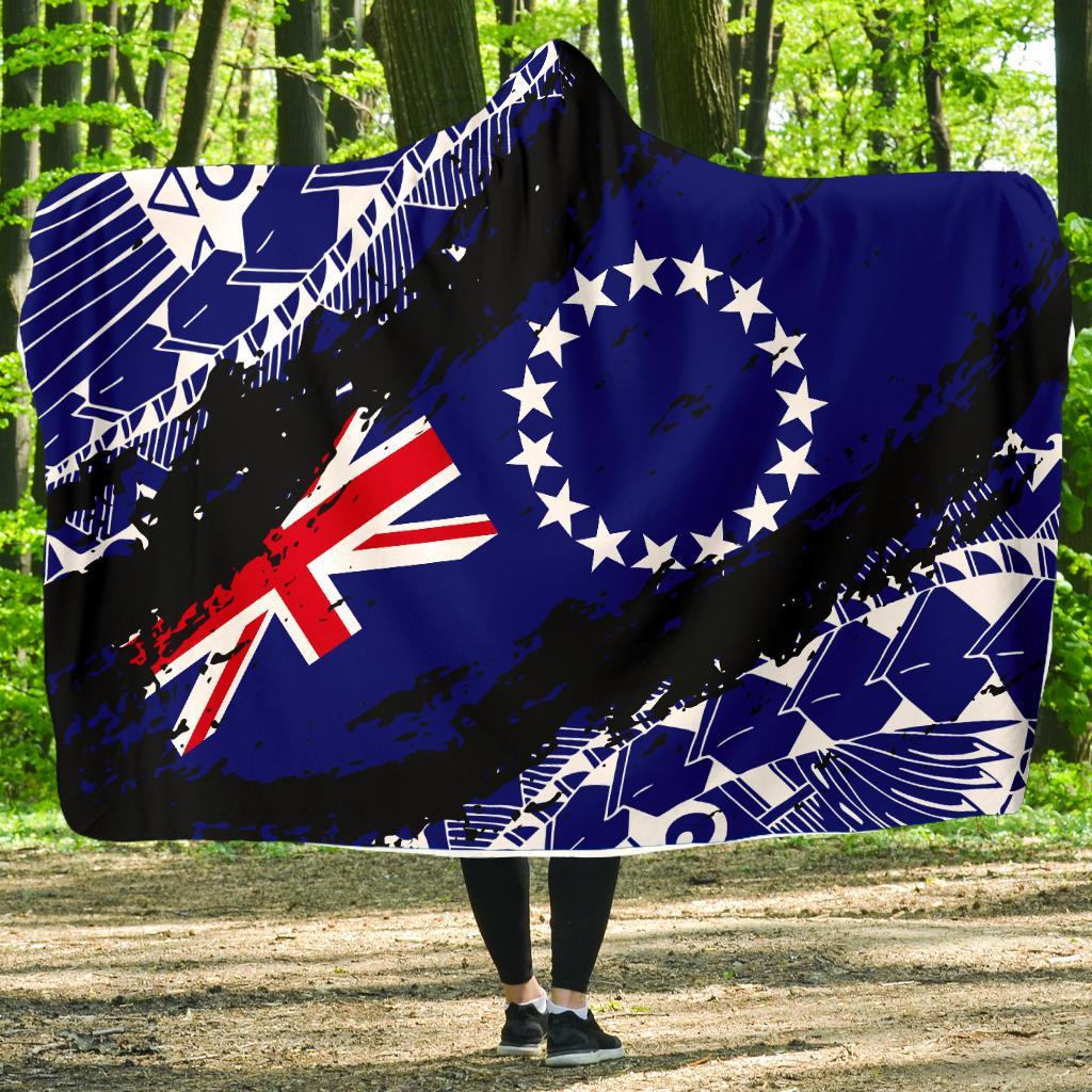 Cook Islands Flag Hooded Blanket - Nora Style Hooded Blanket - Polynesian Pride