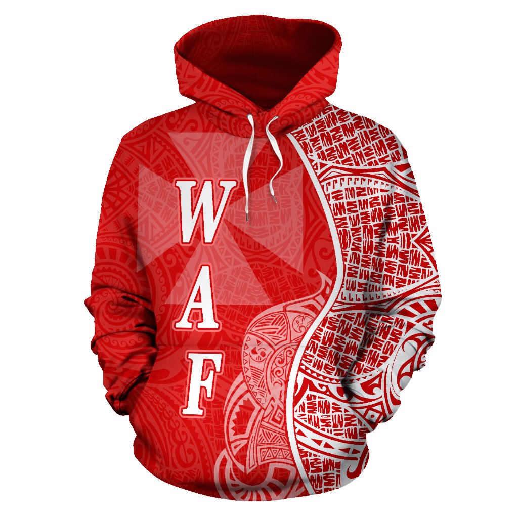 Wallis nd Futuna Polynesian Hoodie Coconut Tree Red nd White - Polynesian Pride