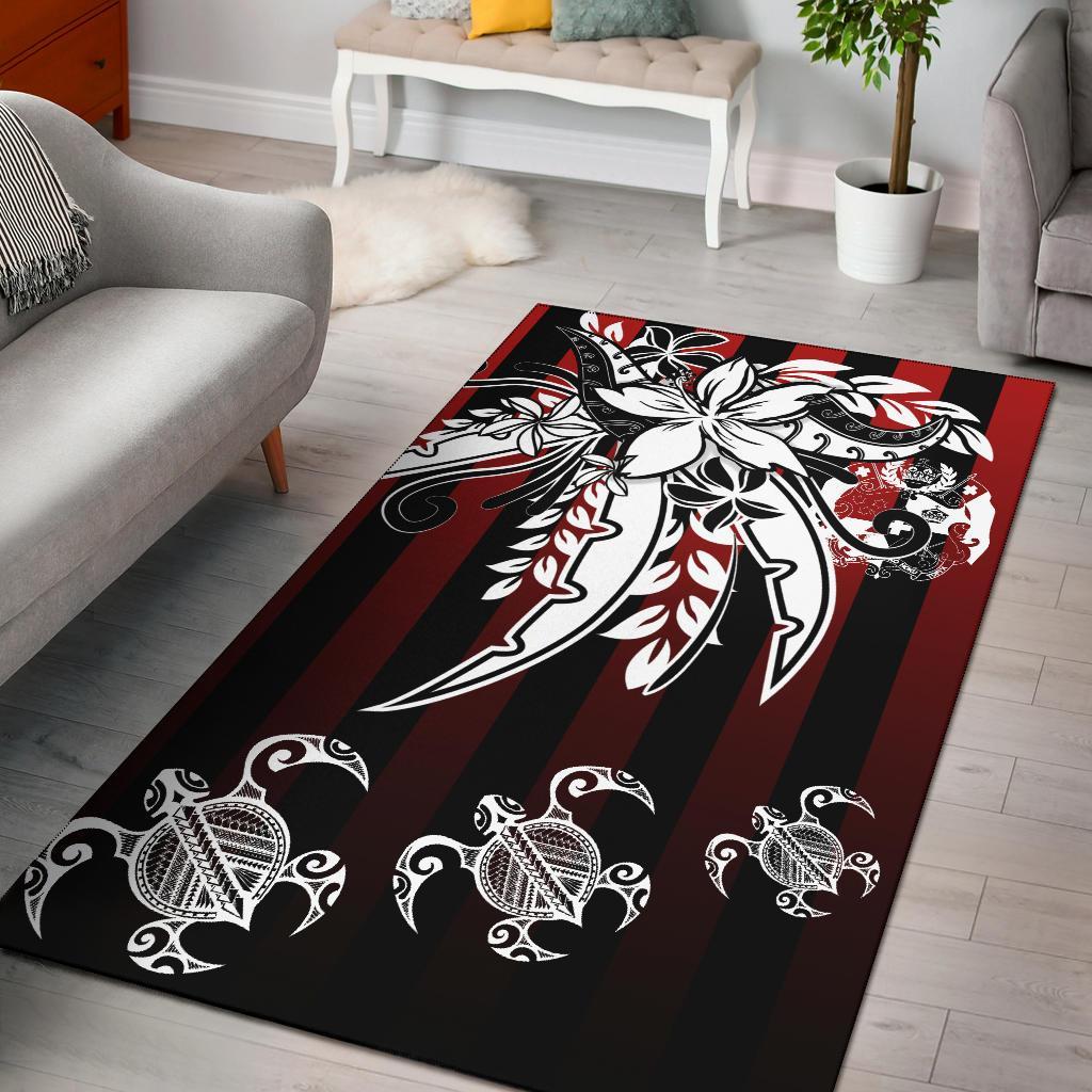 Tonga Area Rug - Vertical Stripes Style Red - Polynesian Pride