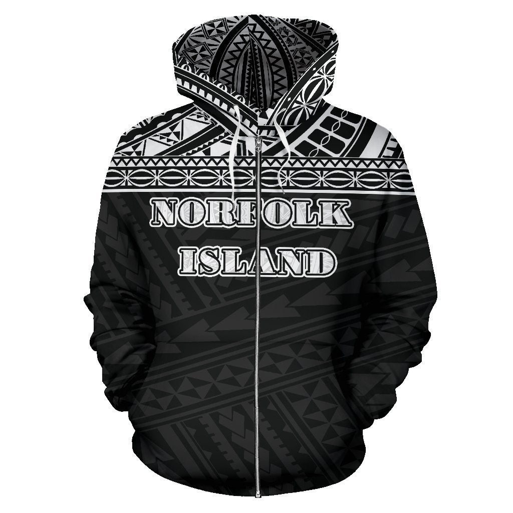 Norfolk All Over Zip up Hoodie Polynesian Black Version - Polynesian Pride