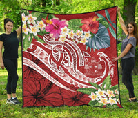 Fiji Polynesian Premium Quilt - Summer Plumeria (Red) - Polynesian Pride