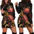 Samoa Polynesian Hoodie Dress - Turtle With Blooming Hibiscus Gold Gold - Polynesian Pride