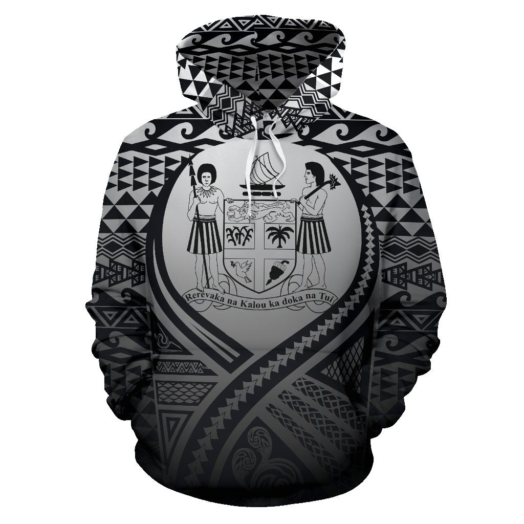 Fiji All Over Hoodie Lift up Black - Polynesian Pride