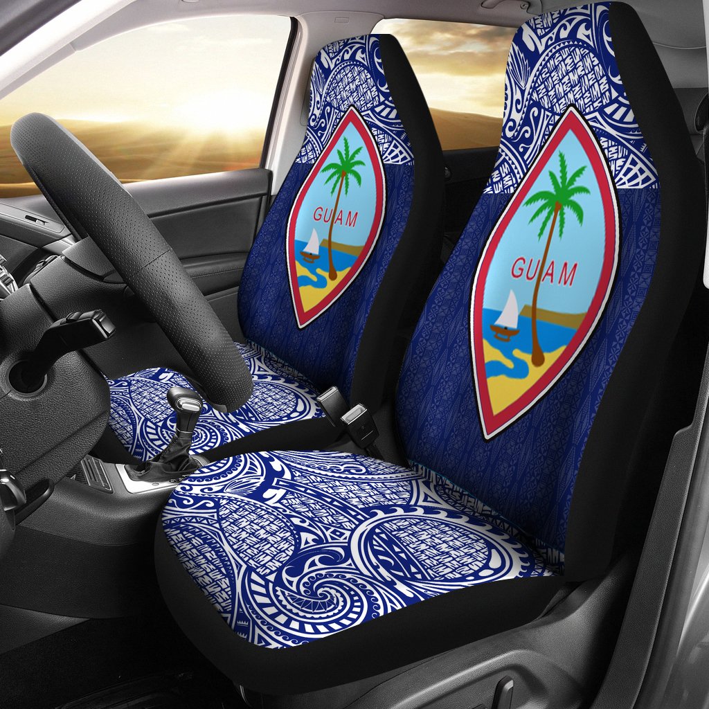 Guam Car Seat Covers - Polynesian Design Universal Fit Black - Polynesian Pride