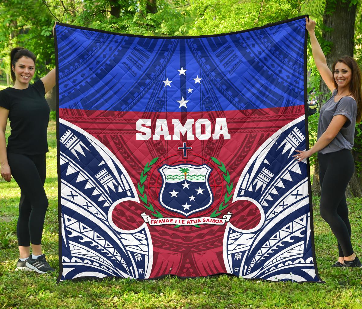 Samoa Polynesian Premium Quilt - Samoan Pattern With Seal - Polynesian Pride