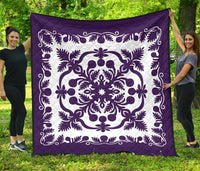 Hawaii Premium Quilt Royal Pattern - Purple And White Purple - Polynesian Pride