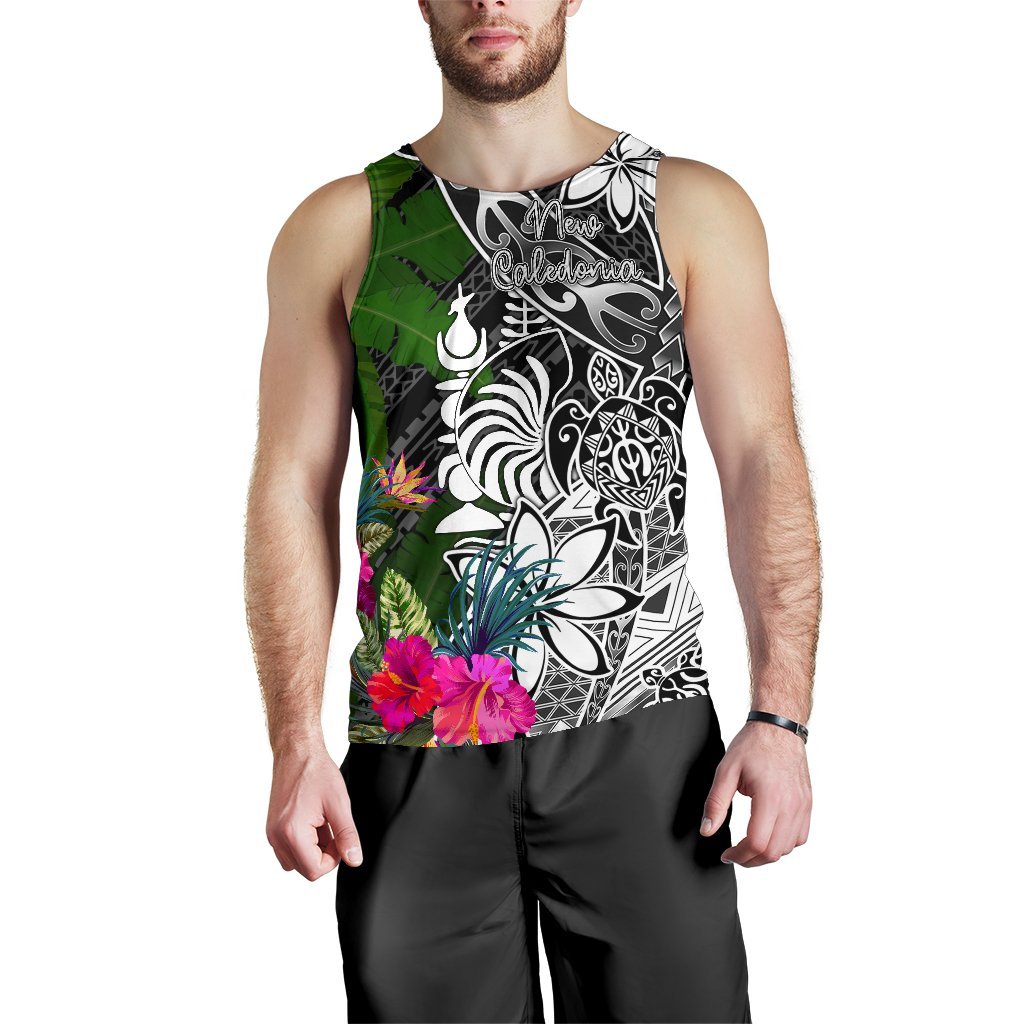 New Caledonia Men Tank Top - Turtle Plumeria Banana Leaf Crest - Polynesian Pride