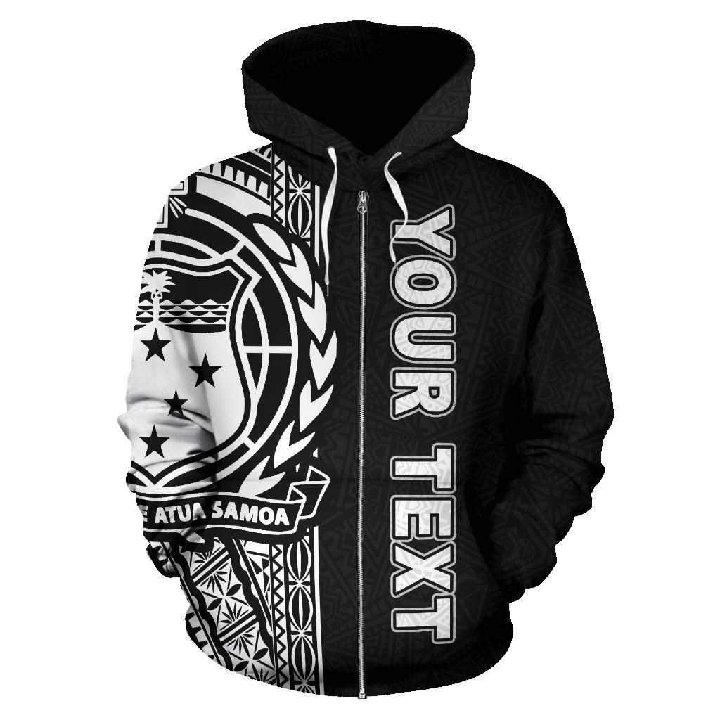 Samoa Polynesian Custom Zip up Hoodie White Line - Polynesian Pride