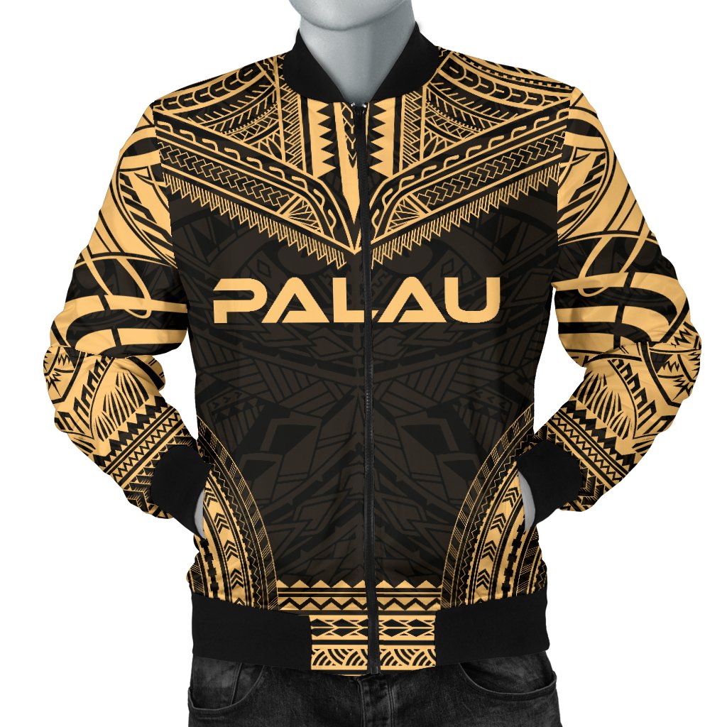 Palau Polynesian Chief Men's Bomber Jacket - Gold Version Gold - Polynesian Pride