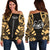 Marquesas Islands Women's Off Shoulder Sweater - Polynesian Tattoo Gold Gold - Polynesian Pride