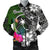 Chuuk Men Bomber Jacket - Turtle Plumeria Banana Leaf Black - Polynesian Pride