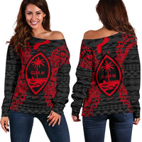 Guam Polynesian Shoulder Sweater Map Red Red - Polynesian Pride