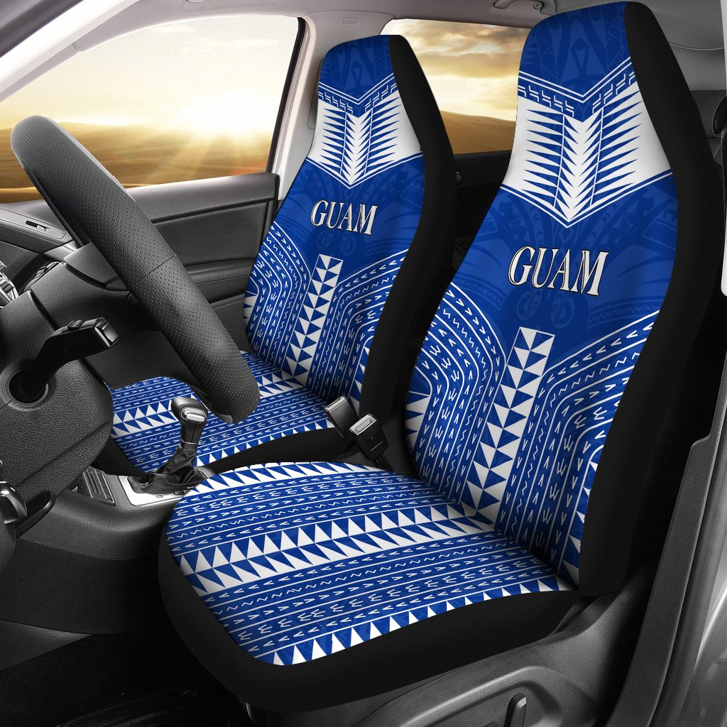 Guam Polynesia Tribal Car Seat Covers Universal Fit Blue - White - Polynesian Pride