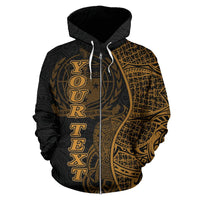 Samoa Polynesian Custom Zip up Hoodie Coconut Gold - Polynesian Pride