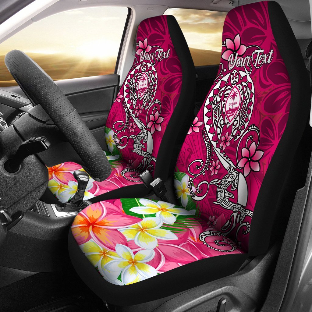 Guam Custom Personalised Car Seat Covers - Turtle Plumeria (Pink) Universal Fit Pink - Polynesian Pride