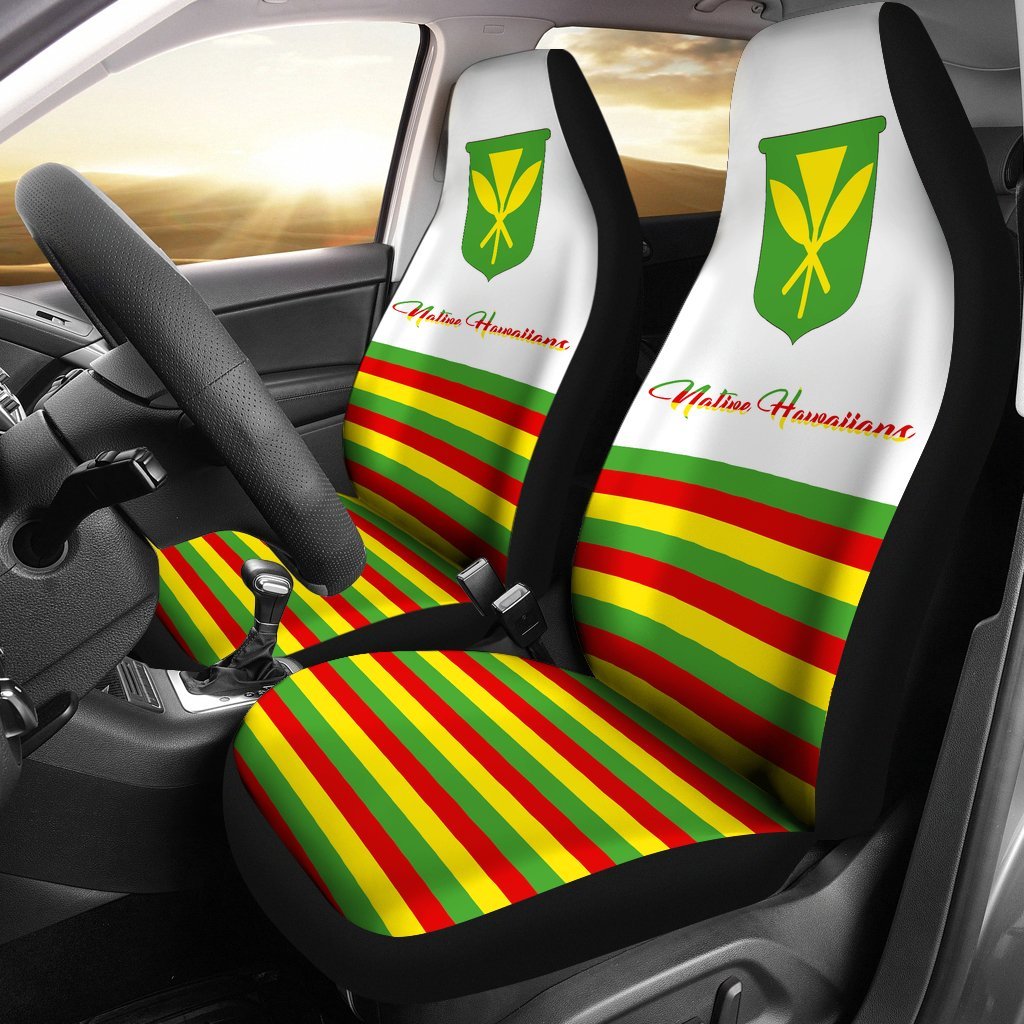 Hawaii Car Seat Covers - Hawaiians Kanaka Maoli Flag - 02 K5 Universal Fit Black - Polynesian Pride