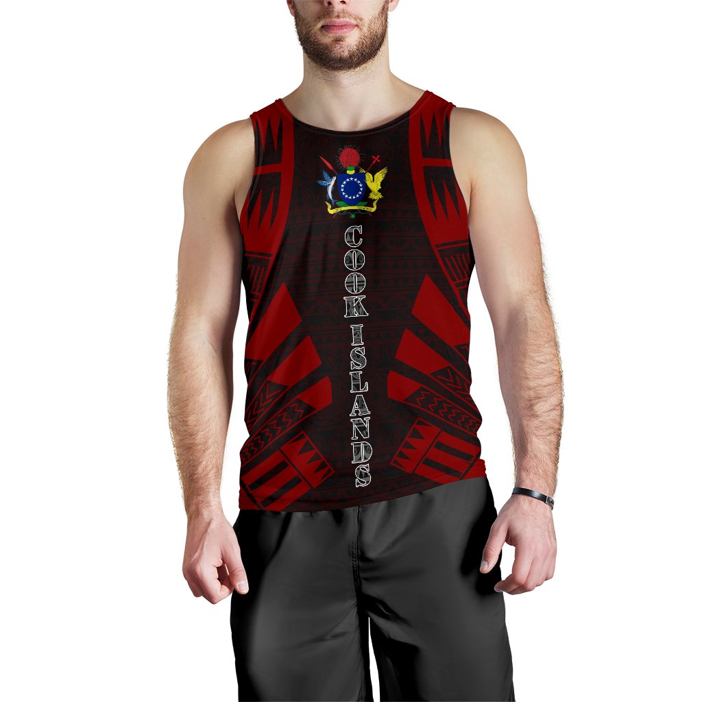 Cook Islands Men Tank Top - Polynesian Tattoo Red Red - Polynesian Pride
