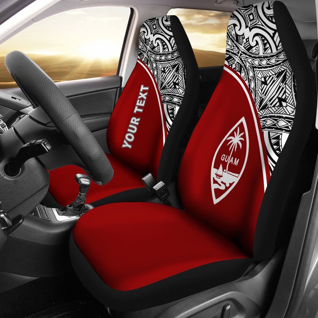 Guam Custom Personalised Car Seat Covers - Guam Coat Of Arms Polynesian Red Curve Universal Fit Red - Polynesian Pride