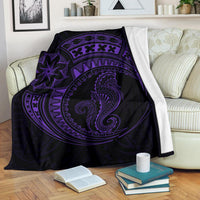 Seahorse Polynesian Blanket - Polynesian Tattoo Purple White - Polynesian Pride