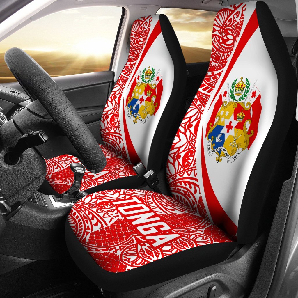 Tonga Polynesian Car Seat Covers - Circle Style 07 Universal Fit Black - Polynesian Pride