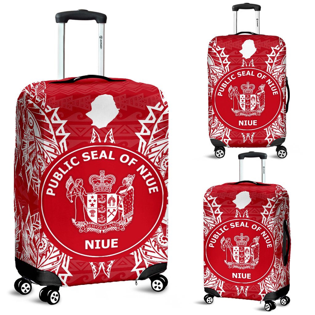 Niue Polynesian Luggage Covers Map Red White Red - Polynesian Pride