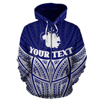 Pohnpei Polynesian Custom Zip up Hoodie Blue Pride Map and Seal - Polynesian Pride